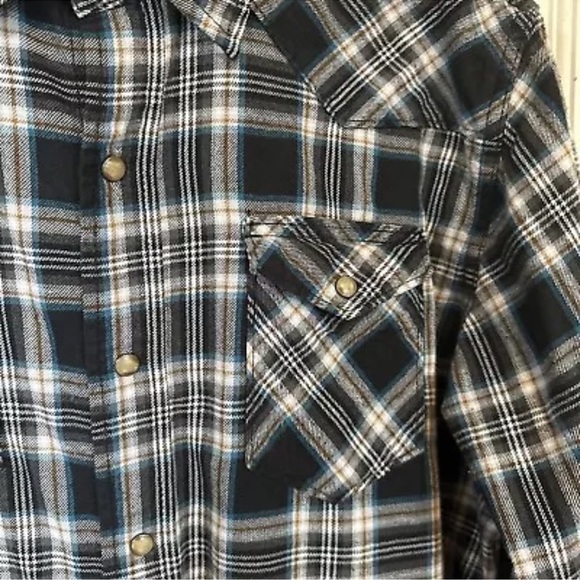 Wrangler Authentics Men's Pearl Snap Western Shirt Size Large Black Blue - Picture 5 of 9